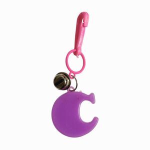 Vintage Bell Clip Charm Letter C Purple Pink Alphabet Plastic Necklace Toy Prize